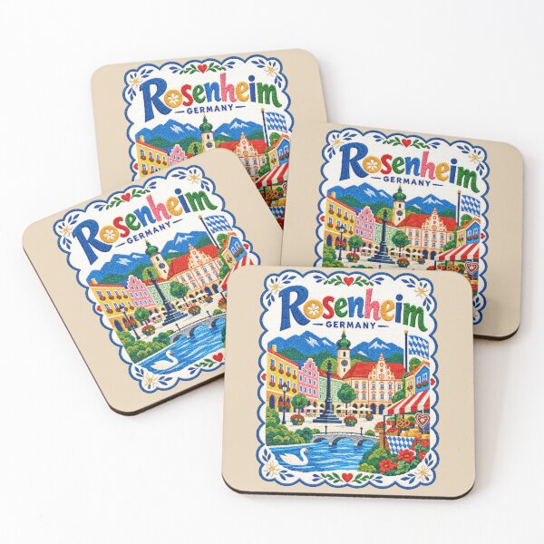 Item preview, Rosenheim Germany Embroidered Travel Illustration Bavarian Folk Art Town Square designed and sold by Witsprings.