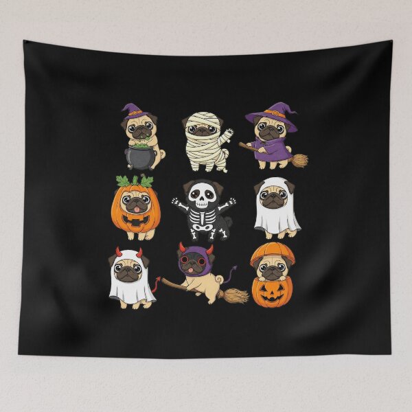 Item preview, Cute Spooky Pug Halloween Characters designed and sold by ArtbySunRaeer.