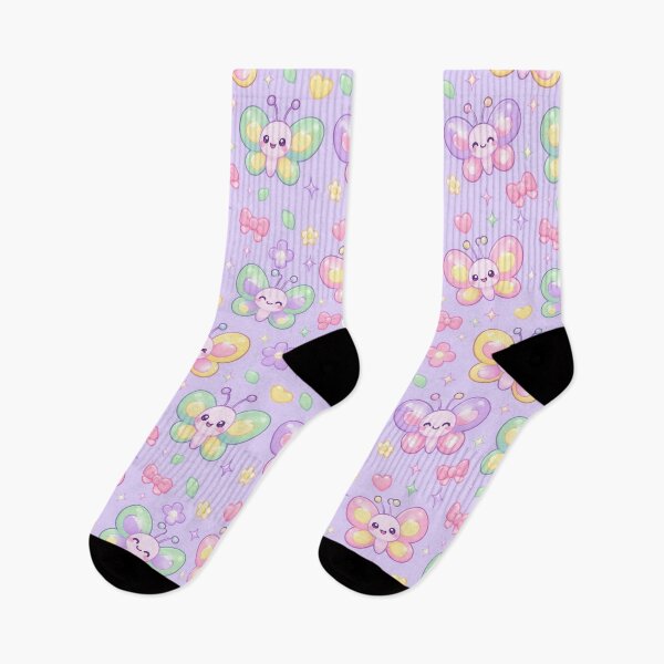 Item preview, Cute Kawaii Gummy Butterfly Pastel Candy Pattern designed and sold by Soft Berry Studio.