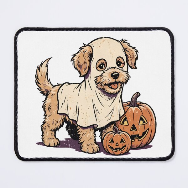 Item preview, Cute Ghost Puppy Halloween Retro Vintage Dog with Pumpkins designed and sold by abdelski.