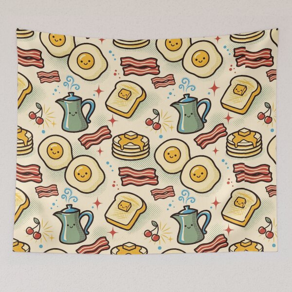 Item preview, Cute Breakfast Food Pattern with Eggs and Pancakes designed and sold by PunchDrop.