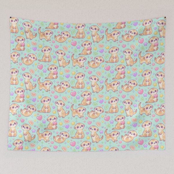 Aperçu de l'œuvre Adorable motif de bonbon gélifié kawaii suricate pastel créée et vendue par Soft Berry Studio.