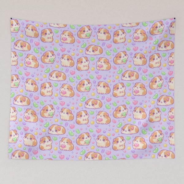 Item preview, Cute Kawaii Gummy Guinea Pig Pastel Candy Pattern designed and sold by Soft Berry Studio.
