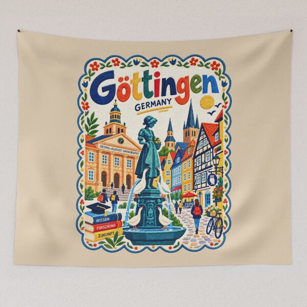 Item preview, Göttingen Germany Embroidered Travel Illustration Historic University Town designed and sold by Witsprings.