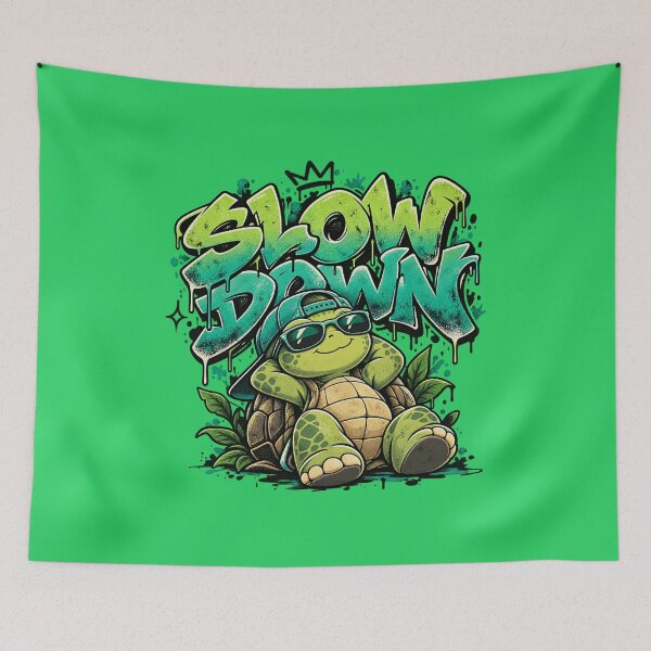 Item preview, Slow Down - Kawaii Turtle Graffiti Streetwear designed and sold by Visual Dept..
