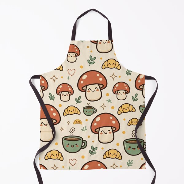 Item preview, Kawaii Breakfast Pattern with Mushrooms and Coffee designed and sold by PunchDrop.