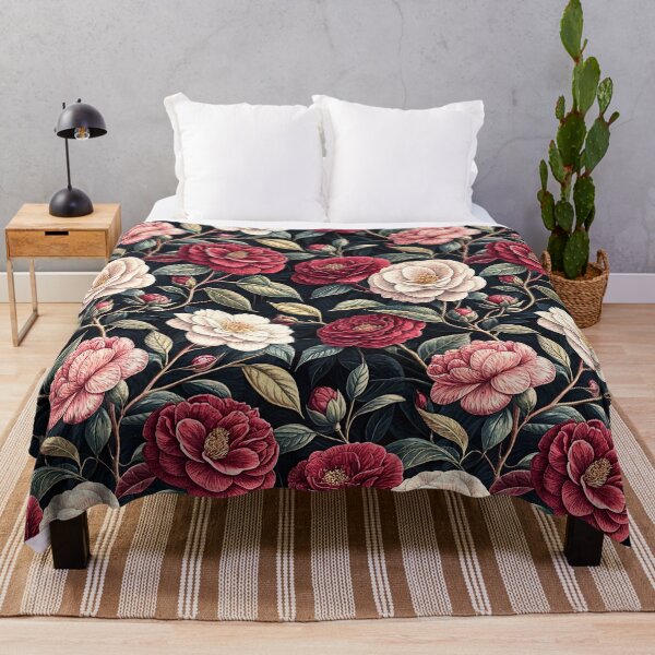 Item preview, Winter Camellia Dark Botanical Pattern designed and sold by Storybook Botanica.