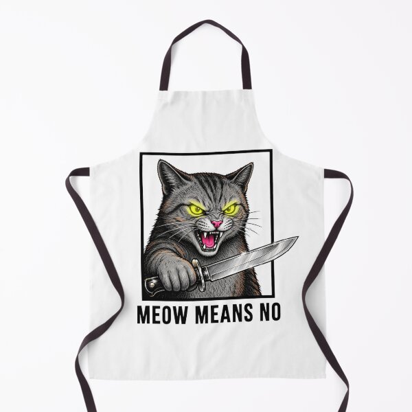 Item preview,  Meow Means No Funny Angry Cat Knife Sarcastic designed and sold by Neon Bones Studio.