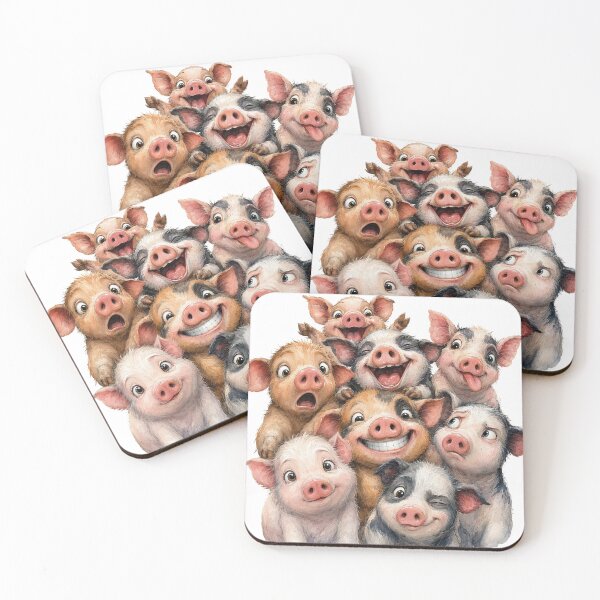 Item preview, Comical Pig Group Selfies designed and sold by Beyond The Canvas.