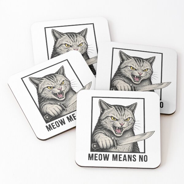 Item preview,   Meow Means No Funny Angry Cat Knife Sarcastic designed and sold by Neon Bones Studio.