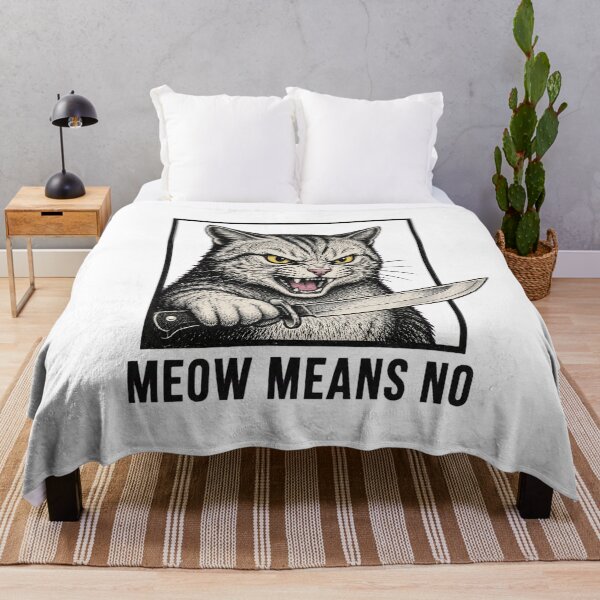 Item preview,   Meow Means No Funny Angry Cat Knife Sarcastic designed and sold by Neon Bones Studio.