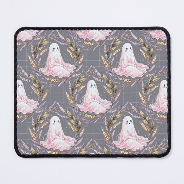 Item preview, Elegant Pink Ghost Floral Wreath Halloween Pattern designed and sold by Camel & Quirk.