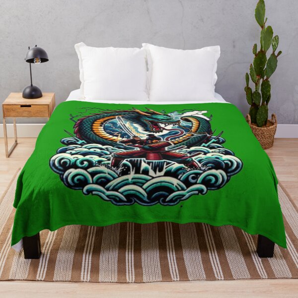 Item preview, Dragon Warrior with Katana – Japanese Fantasy Combat Artwork designed and sold by WAKYSHOP.