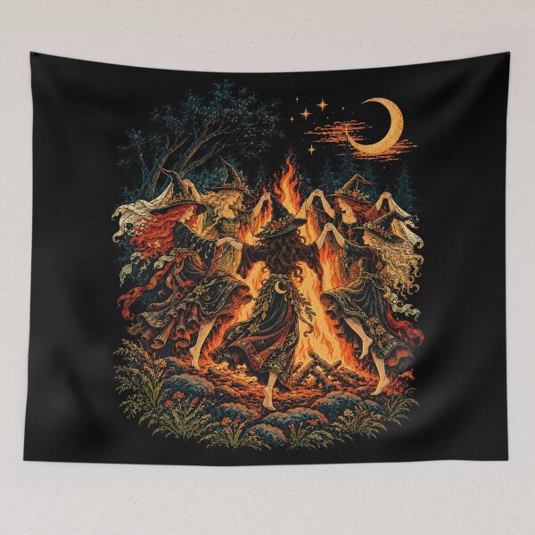 Item preview, Witches Dancing Around Midnight Bonfire designed and sold by TeeARTHY.