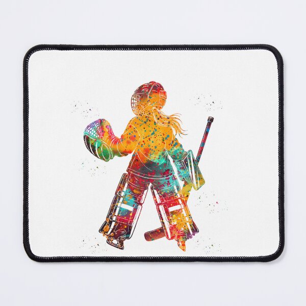 Item preview, Little Girl Ice Hockey Goalie Watercolor Art designed and sold by Liededrom..
