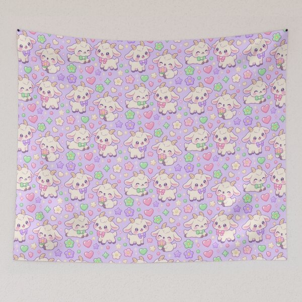 Item preview, Cute Kawaii Gummy Goat Pastel Candy Pattern designed and sold by Soft Berry Studio.
