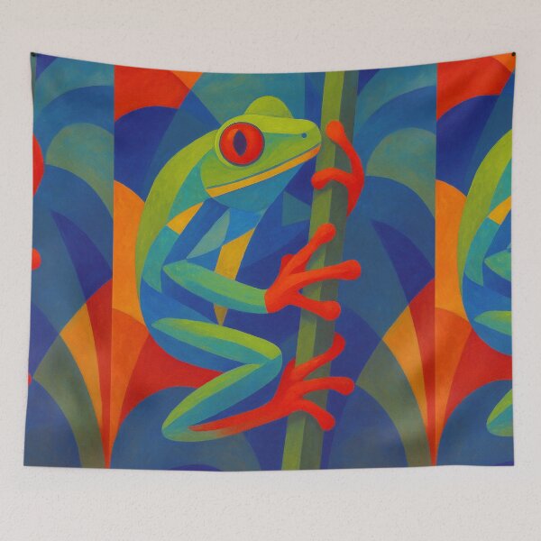 Item preview, Red Eyed Tree Frog Painting – Tropical Rainforest Wildlife Art designed and sold by GalleryKauffeld.