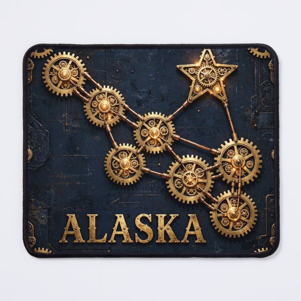 Item preview, Steampunk Alaska State Flag | Brass Gears Victorian Art designed and sold by Robert Lucio.