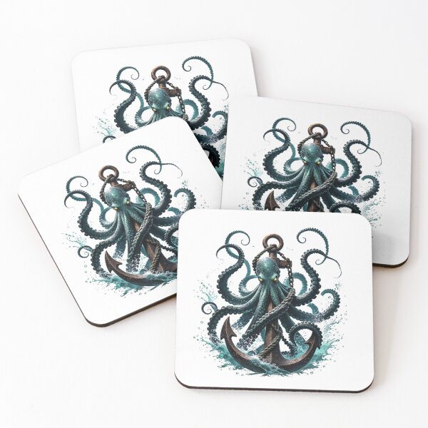 Item preview, Kraken Octopus And Anchor - Nautical Sea Monster Sailor Art designed and sold by Mittu96.
