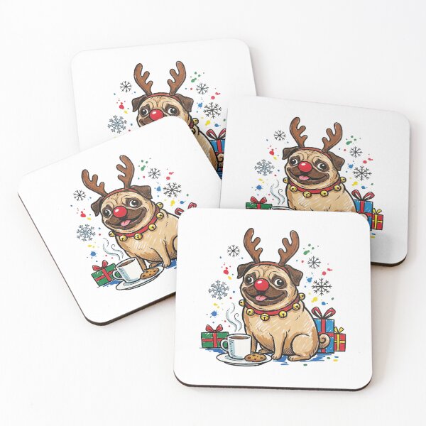 Item preview, Cute Pug Reindeer Costume Christmas Art designed and sold by Merch by Das Design Studio.