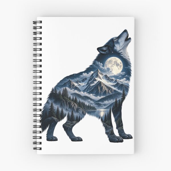 Item preview, Wolf Moonlit Mountain Silhouette – Wilderness Double Exposure designed and sold by okay 2 look .