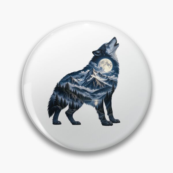 Item preview, Wolf Moonlit Mountain Silhouette – Wilderness Double Exposure designed and sold by okay 2 look .