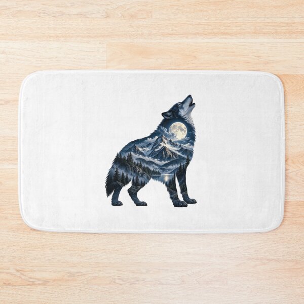 Item preview, Wolf Moonlit Mountain Silhouette – Wilderness Double Exposure designed and sold by okay 2 look .