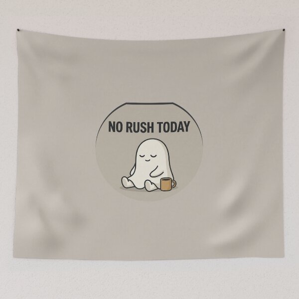 Item preview, Sleepy Ghost No Rush Today designed and sold by QuietNovaShop.