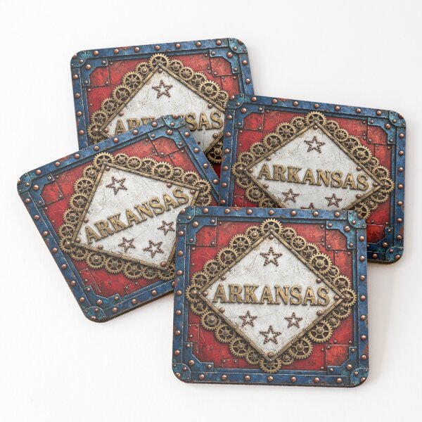 Item preview, Steampunk Arkansas State Flag | Brass Gears Victorian Art designed and sold by Robert Lucio.