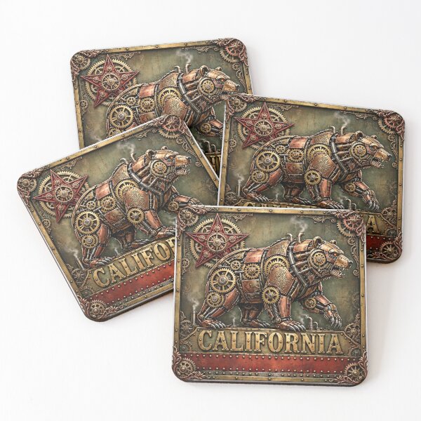 Item preview, Steampunk California State Flag | Brass Gears Victorian Art designed and sold by Robert Lucio.
