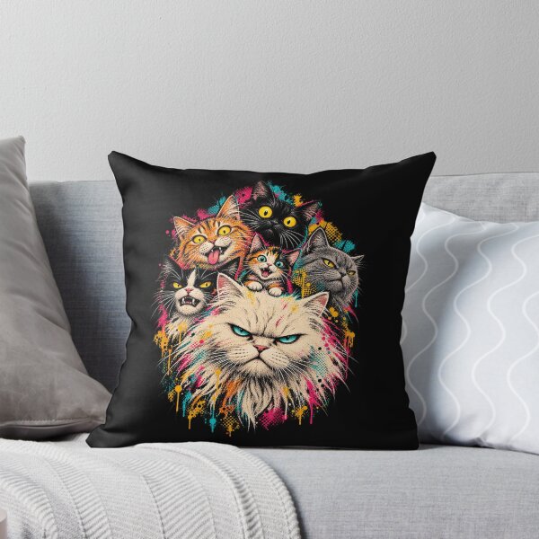 Item preview, Psycho Kitty Social Club – Funny Colorful Grunge Cats designed and sold by GrimCuteStudio.
