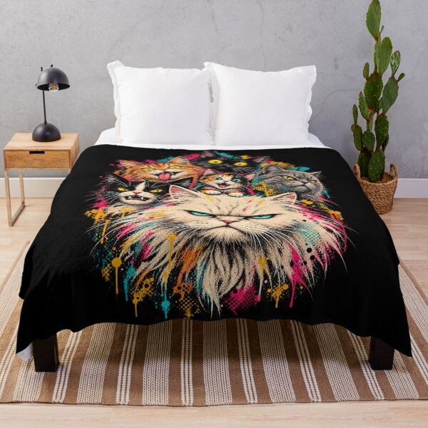 Aperçu de l'œuvre Psycho Kitty Social Club – Funny Colorful Grunge Cats créée et vendue par GrimCuteStudio.