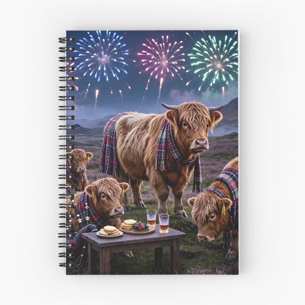 Artikelvorschau, Hogmanay Ceilidh mit Hochlandkühen entworfen und verkauft von Sybille-Yates.