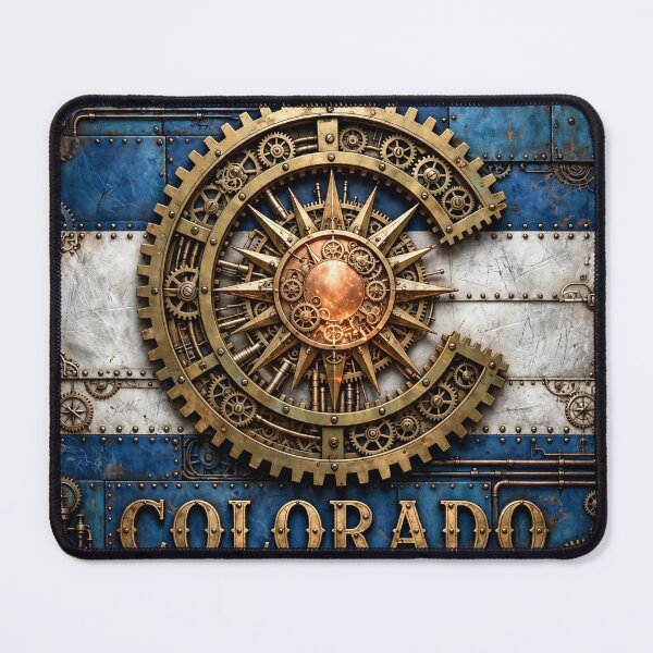 Item preview, Steampunk Colorado State Flag | Brass Gears Victorian Art designed and sold by Robert Lucio.