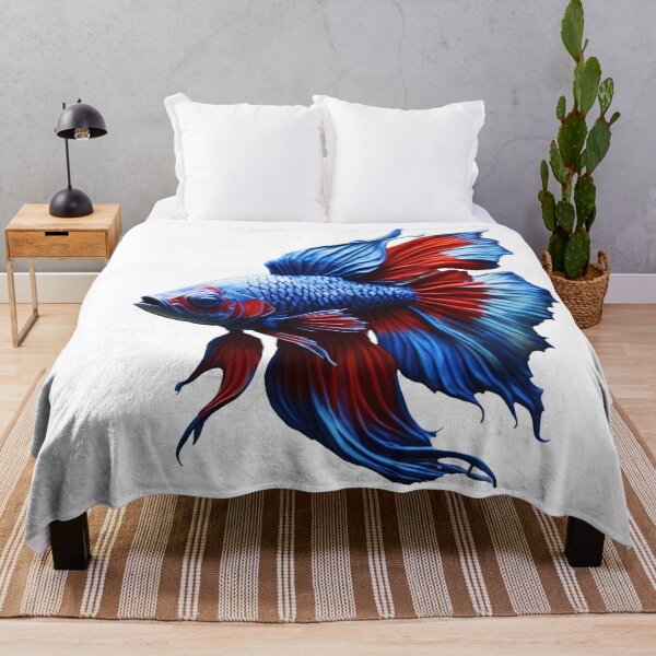 Artikelvorschau, Blaue und rote Fische mit fließenden Flossen entworfen und verkauft von radhakidesign.