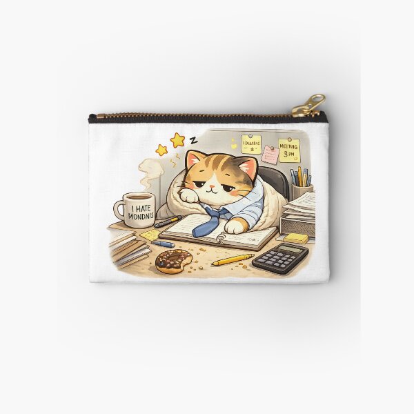 Item preview, Cute Tired Cat Working Office Desk designed and sold by UvooArt.