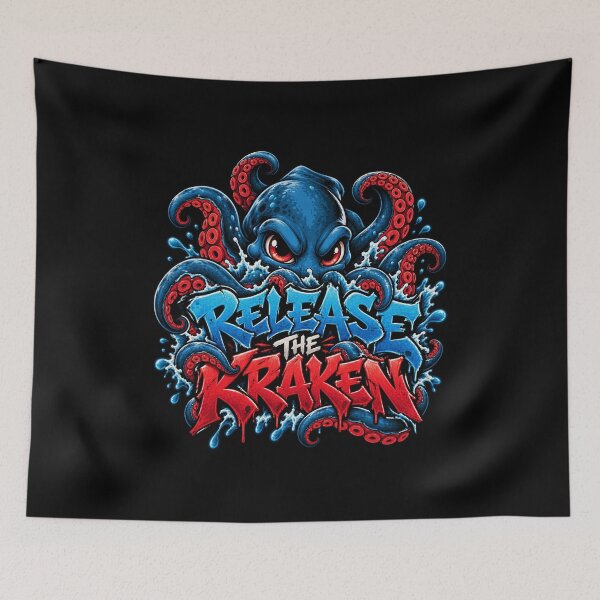 Item preview, Release The Kraken - Kawaii Kraken Graffiti Streetwear designed and sold by Visual Dept..