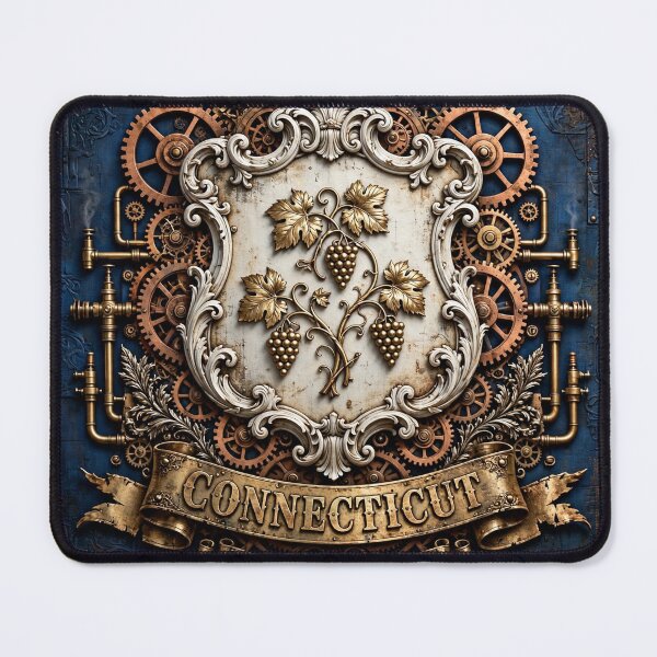 Item preview, Steampunk Connecticut State Flag | Brass Gears Victorian Art designed and sold by Robert Lucio.