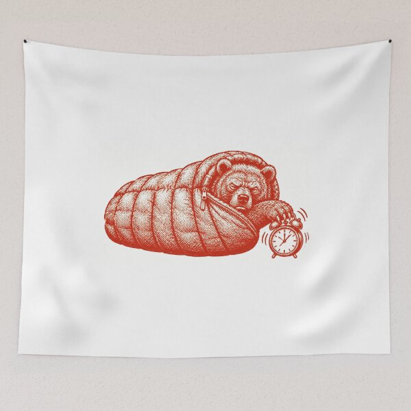 Item preview, Bear Hibernating In Sleeping Bag Print designed and sold by The Mellonaire.