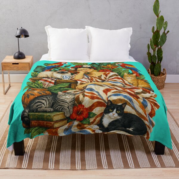 Item preview, Frida Kahlo Vintage Floral and cats designed and sold by TeeARTHY.