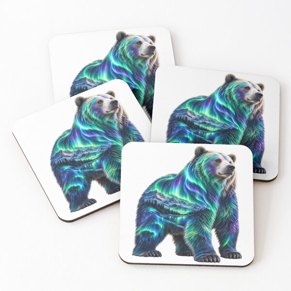 Aperçu de l'œuvre Ours au pelage orné d'aurores boréales – Motif faune arctique Aurora Borealis créée et vendue par okay 2 look .