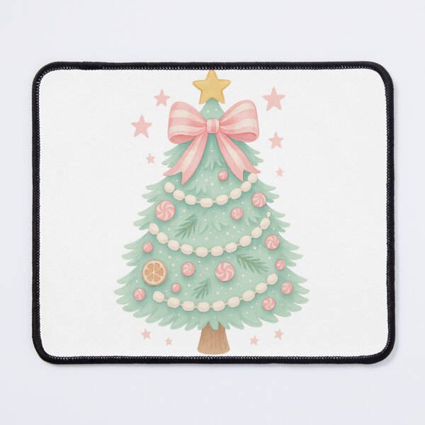 Item preview, Pastel Christmas Tree with Pink Bow – Cute Coquette Christmas designed and sold by KateVil.