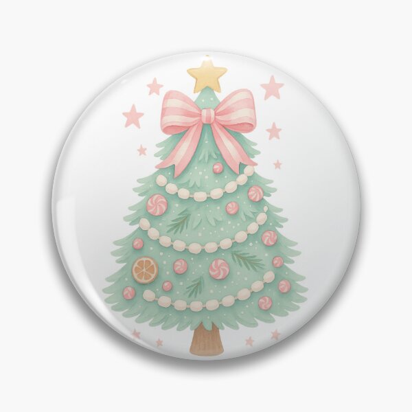Artikelvorschau, Pastellfarbener Weihnachtsbaum mit rosa Schleife – Niedliche, kokette Weihnacht entworfen und verkauft von KateVil.