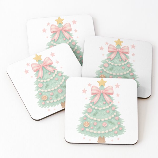 Artikelvorschau, Pastellfarbener Weihnachtsbaum mit rosa Schleife – Niedliche, kokette Weihnacht entworfen und verkauft von KateVil.