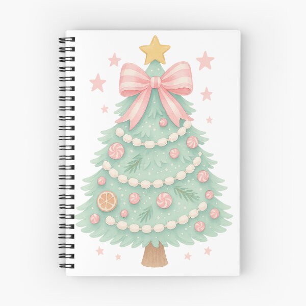 Item preview, Pastel Christmas Tree with Pink Bow – Cute Coquette Christmas designed and sold by KateVil.