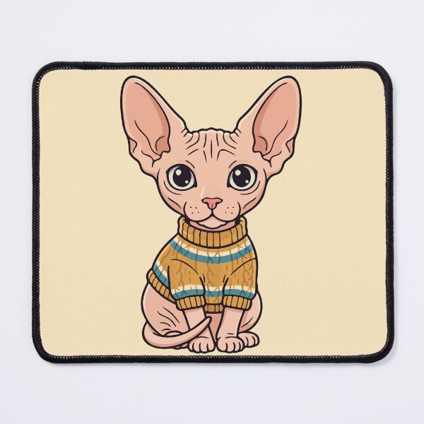 Item preview, Cute Sphynx Cat Wearing Cozy Knit Sweater designed and sold by AIG - Andrei Ilie Graphics.