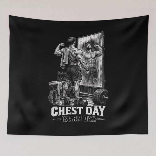 Item preview, Chest Day Is Arm Day Gym Motivation designed and sold by CrazySzoopWorld.