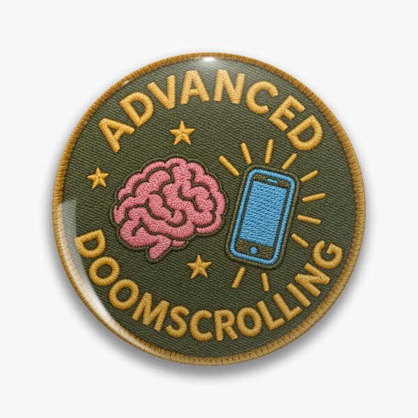 Item preview, Advanced Doomscrolling Merit Badge - Funny Brainrot designed and sold by ManxCatAndy.