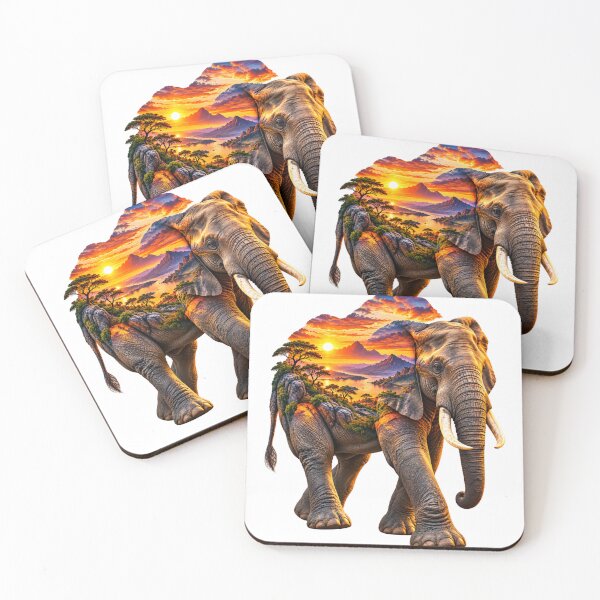 Artikelvorschau, Elefant trägt eine Sonnenuntergangslandschaft – Surrealistische Natur- und Tierkunst entworfen und verkauft von okay 2 look .