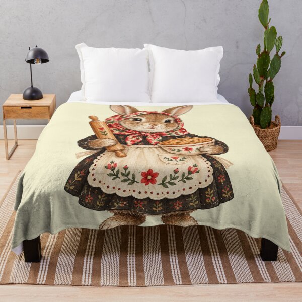 Artikelvorschau, Cottagecore-Kaninchen, Vintage-Volkskunst entworfen und verkauft von TeeARTHY.